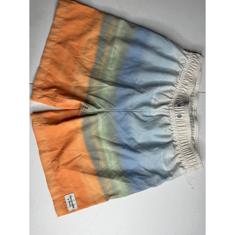 Abercrombie Kids Swim Trunks Size 11/12 Orange Blue Ombre Sunset Board‎ Shorts